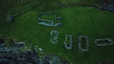Green grass fields of Faroe Islands Video stock 141060209