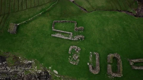 Green grass fields of Faroe Islands Stock Footage 141429697