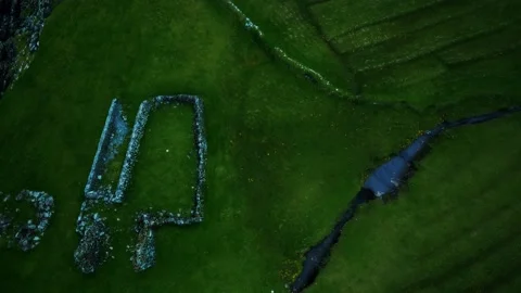 Green grass fields of Faroe Islands Vidéo 148204782
