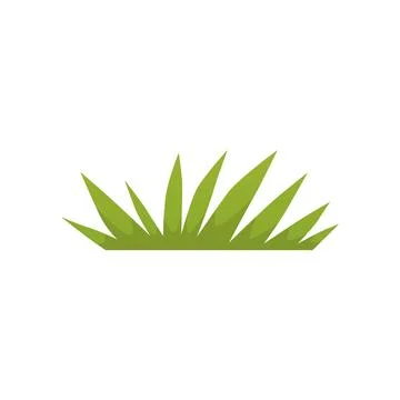 Green grass flat vector, cartoon bush of leaves, garden foliage, herbs bunch Illustrazione stock