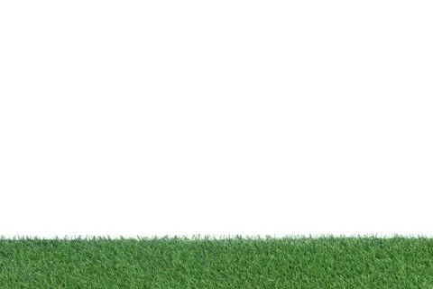 Green grass floor with white background, Mockup for design Stock Photos