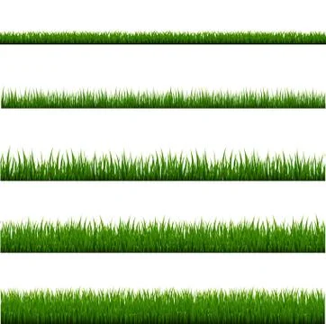 Green Grass Frame Set And Isolated White Background Illustrazione stock