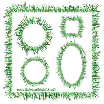 Green Grass Frames Set of Diggerent Green Grass Frames Isolated on White B... Stock Photos