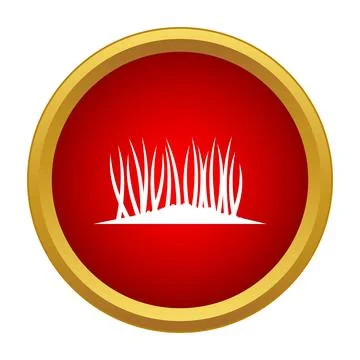 Green grass growing inside red circle icon Stock Illustration