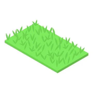 Green grass growing on rectangular patch of land in isometric view Illustrazione stock