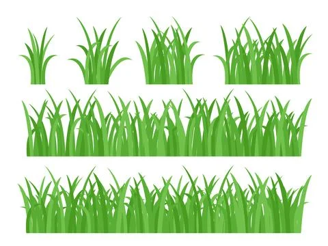 Green grass hand drawn set Stock Illustration