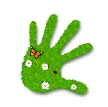 Green grass hand . Eco Friendly illustration Stock Illustration