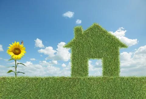Green grass house Stock Photos
