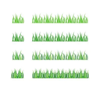 Green grass icon set. Golf filed decoration symbol. Sign vegetetion vector .. Stock Illustration