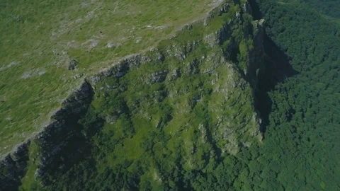 Green grass landscape in high altitude mountain Bulgaria Top View of Rocks  Stock Footage 82136080