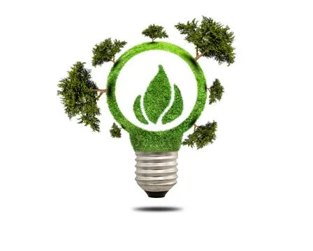 Green grass light bulb isolated Stock Illustration