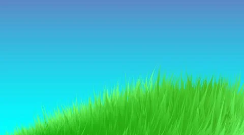 Green grass meadow background. Border pattern on blue sky spring or summer Stockillustratie