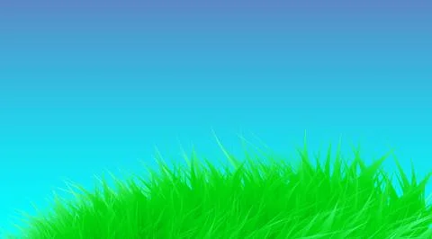 Green grass meadow background. Border pattern on blue sky spring or summer Illustrazione stock