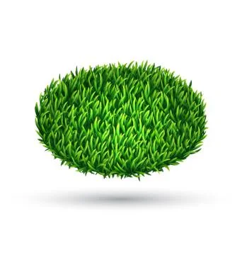 Green grass oval with shadow isolated on white Stock Illustration