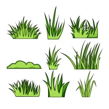 Green grass patches illustration elements for design 스톡 일러스트