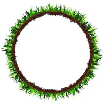Green grass round frame. Circle banner with copy space. Vector Stock Illustration