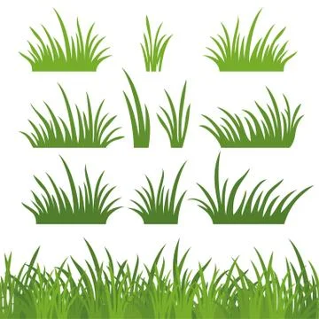 Green grass, seamless and set Stock Illustration