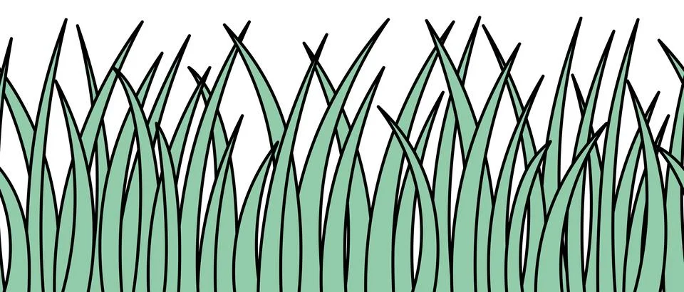 Green grass. Seamless horizontal vector border. Cartoon style. Endless print. イラスト素材