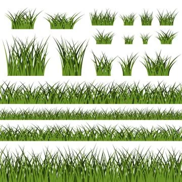 Green grass seamless pattern and bushes Illustrazione stock