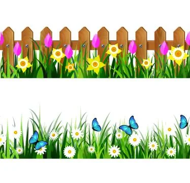Green Grass seamless set Stock Illustration