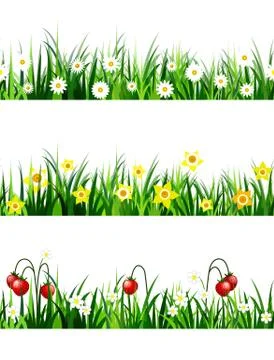 Green Grass seamless set Stock Illustration