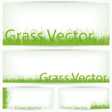 Green Grass Set, Isolated On White Background Stock Illustration