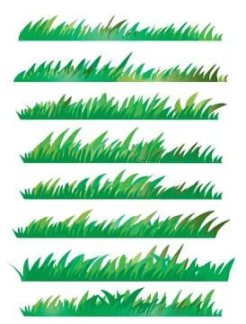 Green Grass Set, Isolated On White Background, Vector Illustration Illustrazione stock