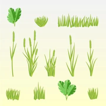 Green grass set vector Stock Illustration