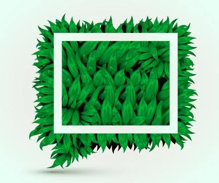 Green Grass Speech Bubble on White Background. Eco Home Concept. Stock Illustration