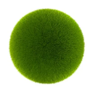 Green Grass Sphere Isolated on White Stock Illustration
