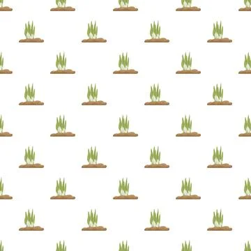 Green grass sprouts growing in soil pattern Stock Illustration