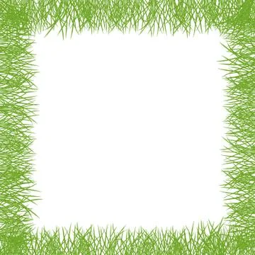 Green grass Square frame lawn banner. Border frame isolated transparent Stock Illustration