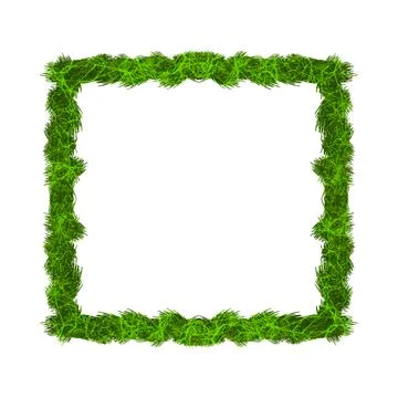 Green grass square frame on white background Stock Illustration