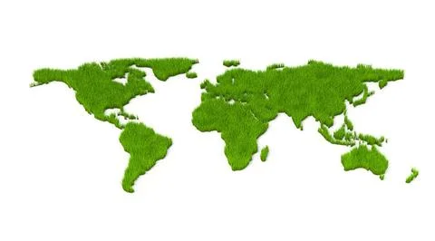 Green Grass Textured World Map Illustrazione stock