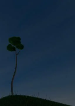 Green grass tree - night Ilustración de archivo