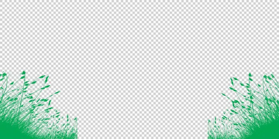 Green grass tufts isolated on transparent background for composite scenes Stock Illustration