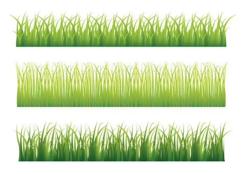 Green grass variation Collection of three different green grass borders se... Stock Photos