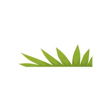 Green grass vector flat icon, cartoon bush of leaves, garden foliage, herbs 库存插图