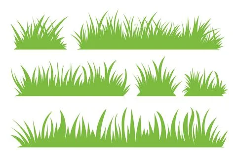 Green grass, vector set for drawing pictures in flat style. Natural material for Stock Illustration