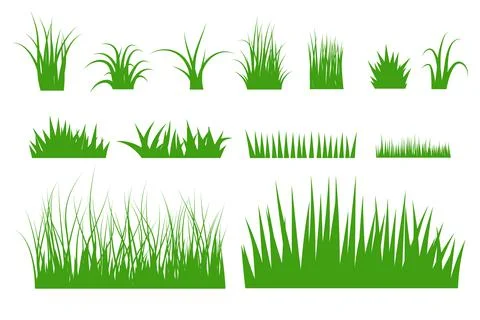 Green grass vector set. Stock Illustration