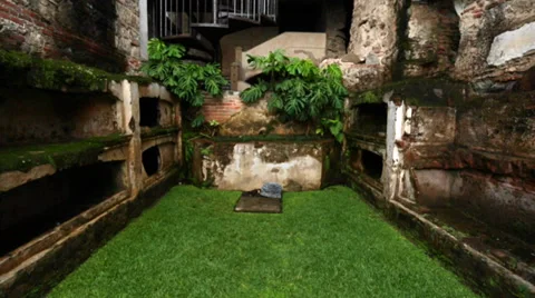 Green grass which leads to beautiful Ruins Stock Footage 39909750