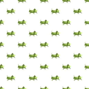 Green grasshopper insect pattern creating seamless background Ilustración de archivo