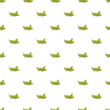 Green grasshopper insect pattern repeating on white background Stock Illustration