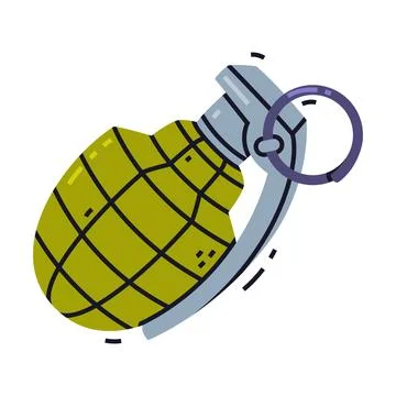 Green Grenade as Explosive Weapon Thrown by Hand Vector Illustration Stock Illustration