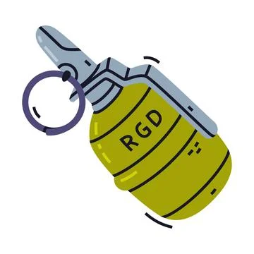 Green Grenade as Explosive Weapon Thrown by Hand Vector Illustration Stock Illustration