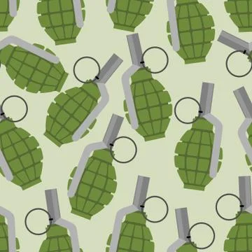 Green grenade seamless pattern. Background military projectile. Texture of an Illustrazione stock