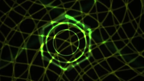 Green Grid Abstract Motion Background with Glowing Circular Tech Loop Stock Footage 343717234