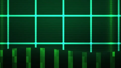 Green grid and bars on dark background. Stock Footage 336243609