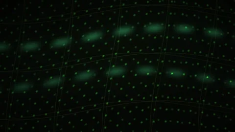 Green Grid Background with Glowing Green Dots Moving in Wave Pattern Stock Footage 343717505
