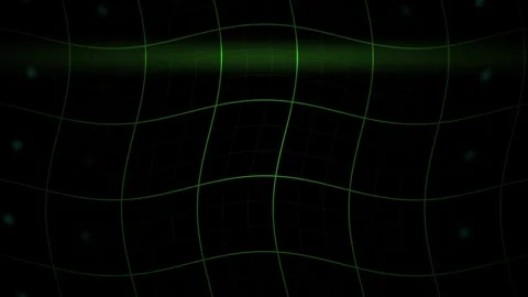 Green Grid Cyber Background with Glowing Particle Dots for Tech Presentations Stock Footage 343717732